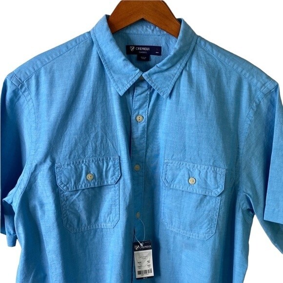 Daniel Cremieux Classics Blue Button Up Shirt Short Sleeve Cotton Chest Pocket - Picture 3 of 16